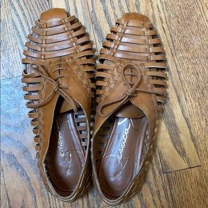 Brown leather huaraches